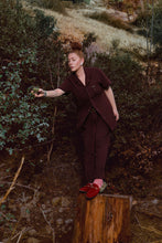 Load image into Gallery viewer, PLEATED DRAWSTRING PLUM SWEATPANTS