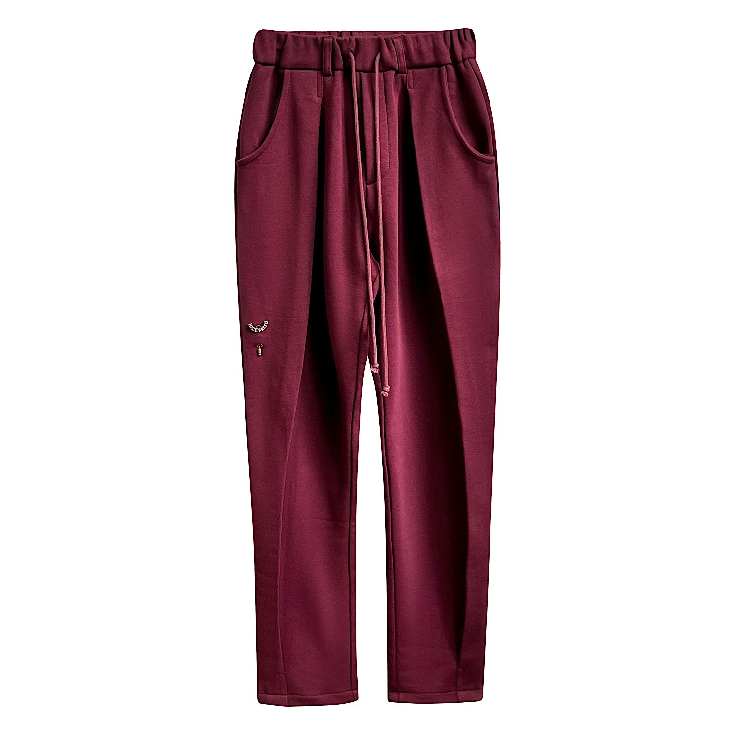 PLEATED DRAWSTRING PLUM SWEATPANTS