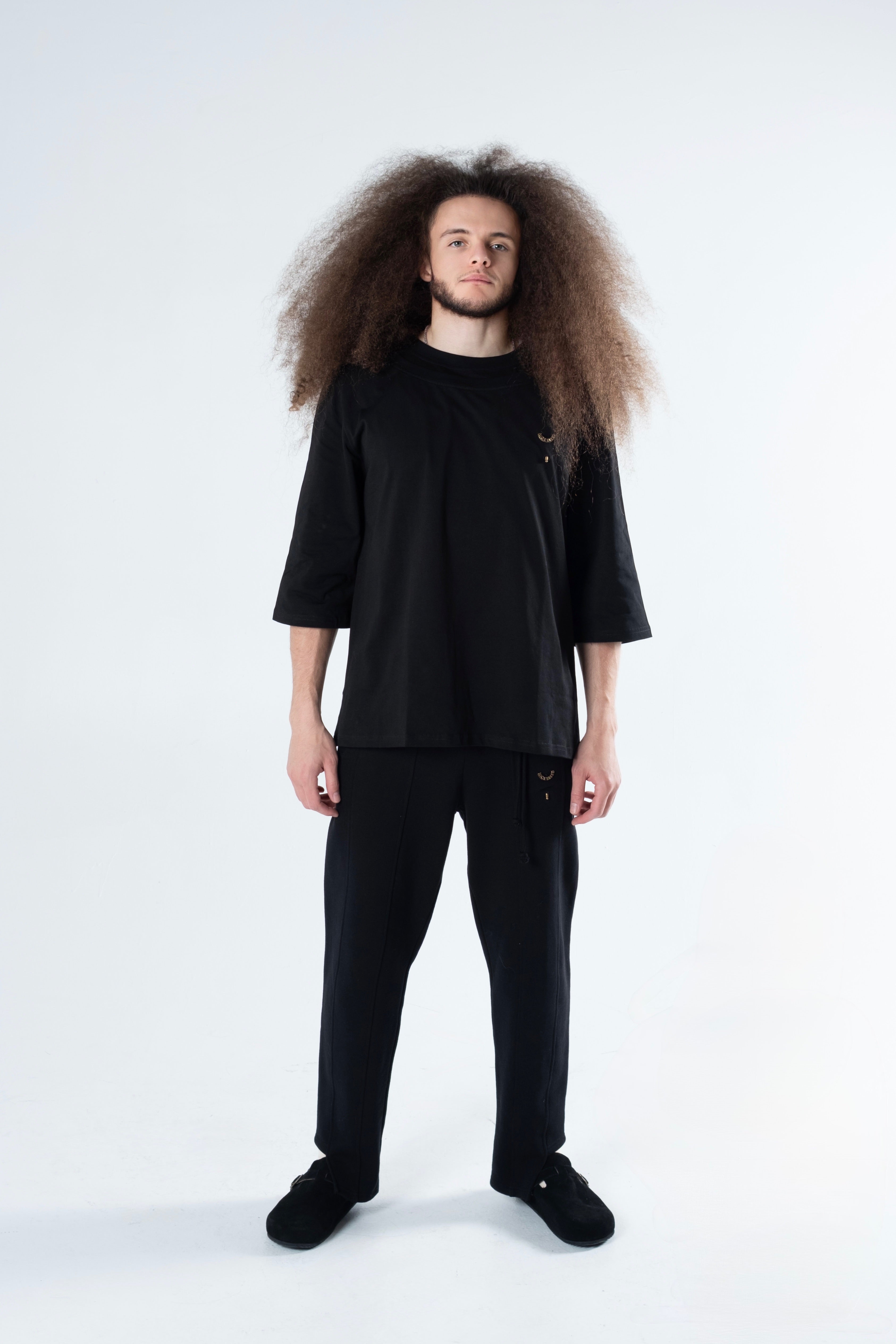 BLACK DOUBLE COLLAR TEE