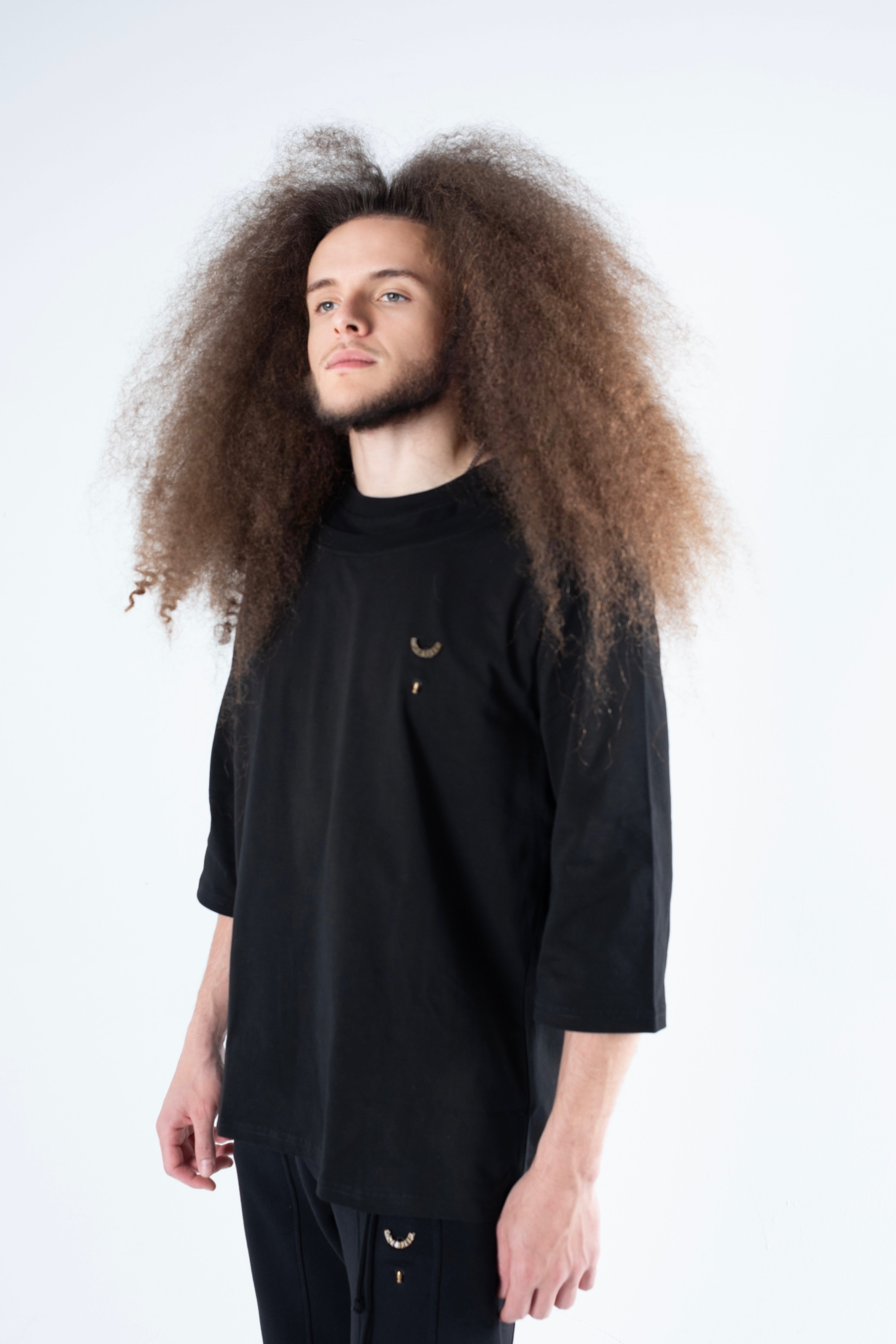 BLACK DOUBLE COLLAR TEE