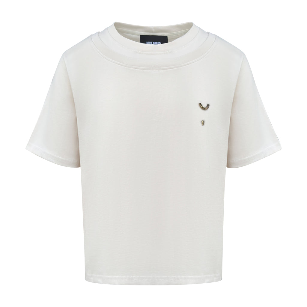 BONE DOUBLE COLLAR TEE