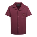 BUTTON DOWN SHORT SLEEVE PLUM SWEATSHIRT