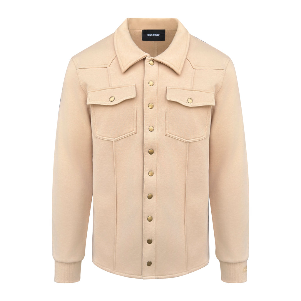CREAM BUTTON UP SWEATSHIRT