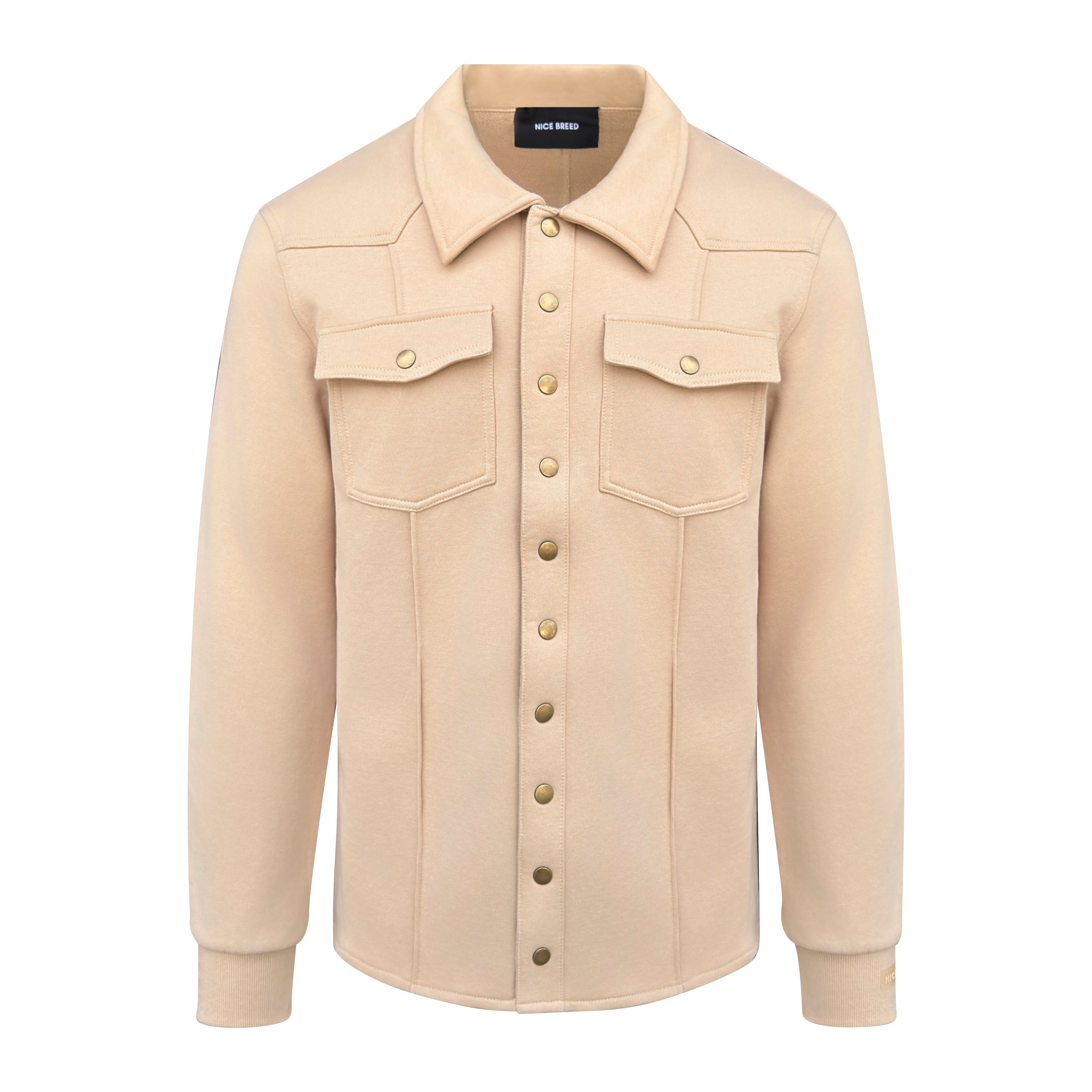 CREAM BUTTON UP SWEATSHIRT