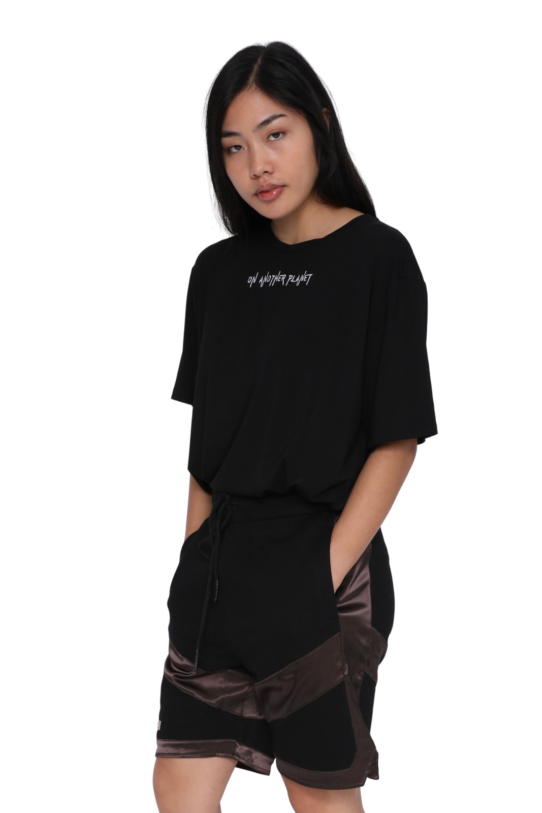 SATIN AND TERRY BASKETBALL SHORTS