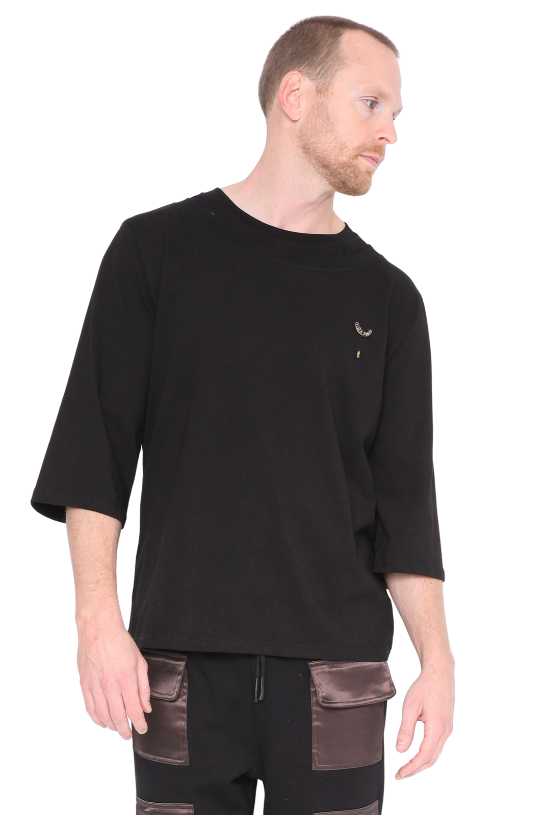BLACK DOUBLE COLLAR TEE