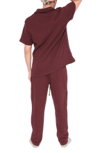Load image into Gallery viewer, BUTTON DOWN SHORT SLEEVE PLUM SWEATSHIRT
