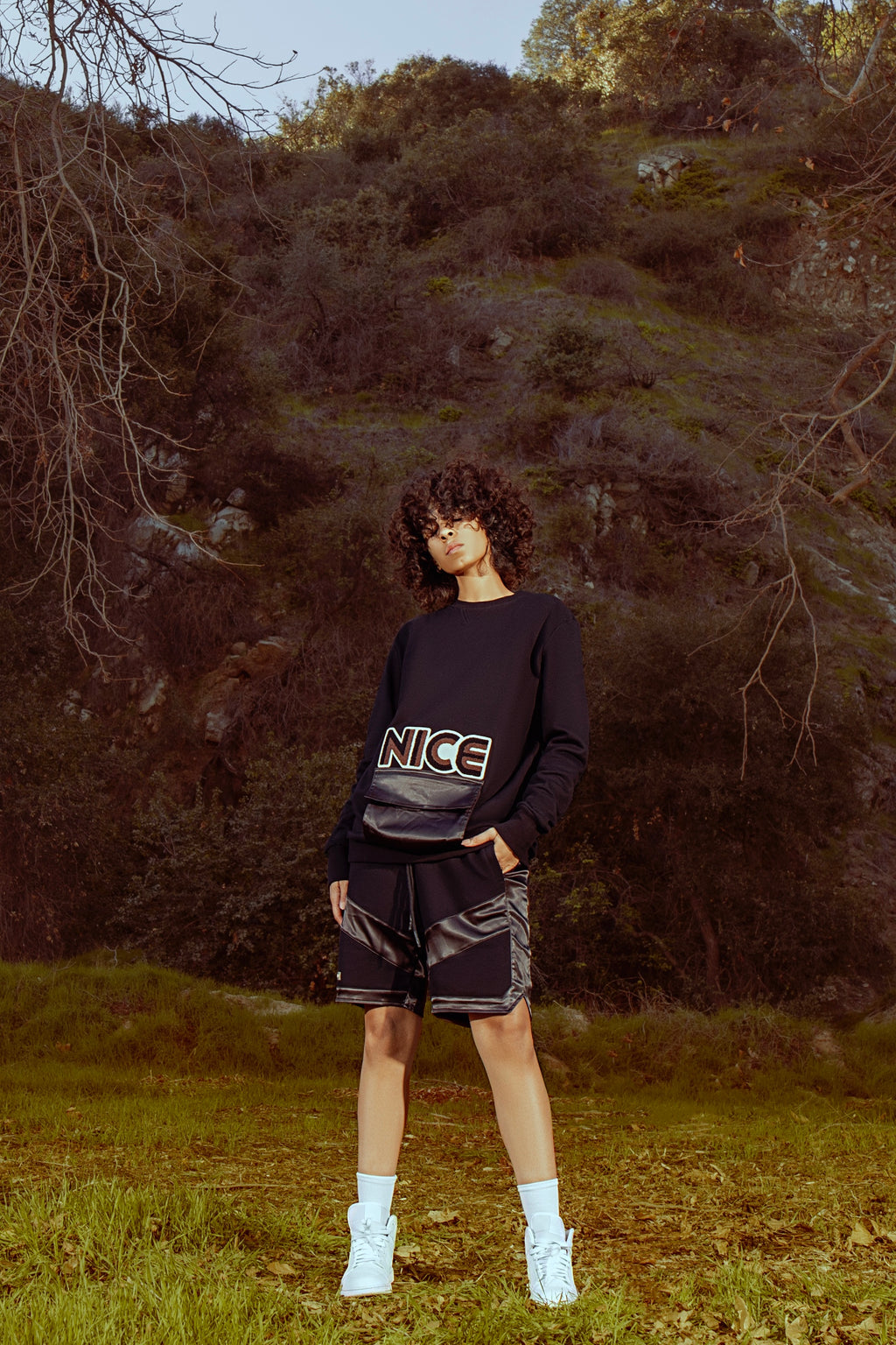 SATIN AND TERRY BASKETBALL SHORTS