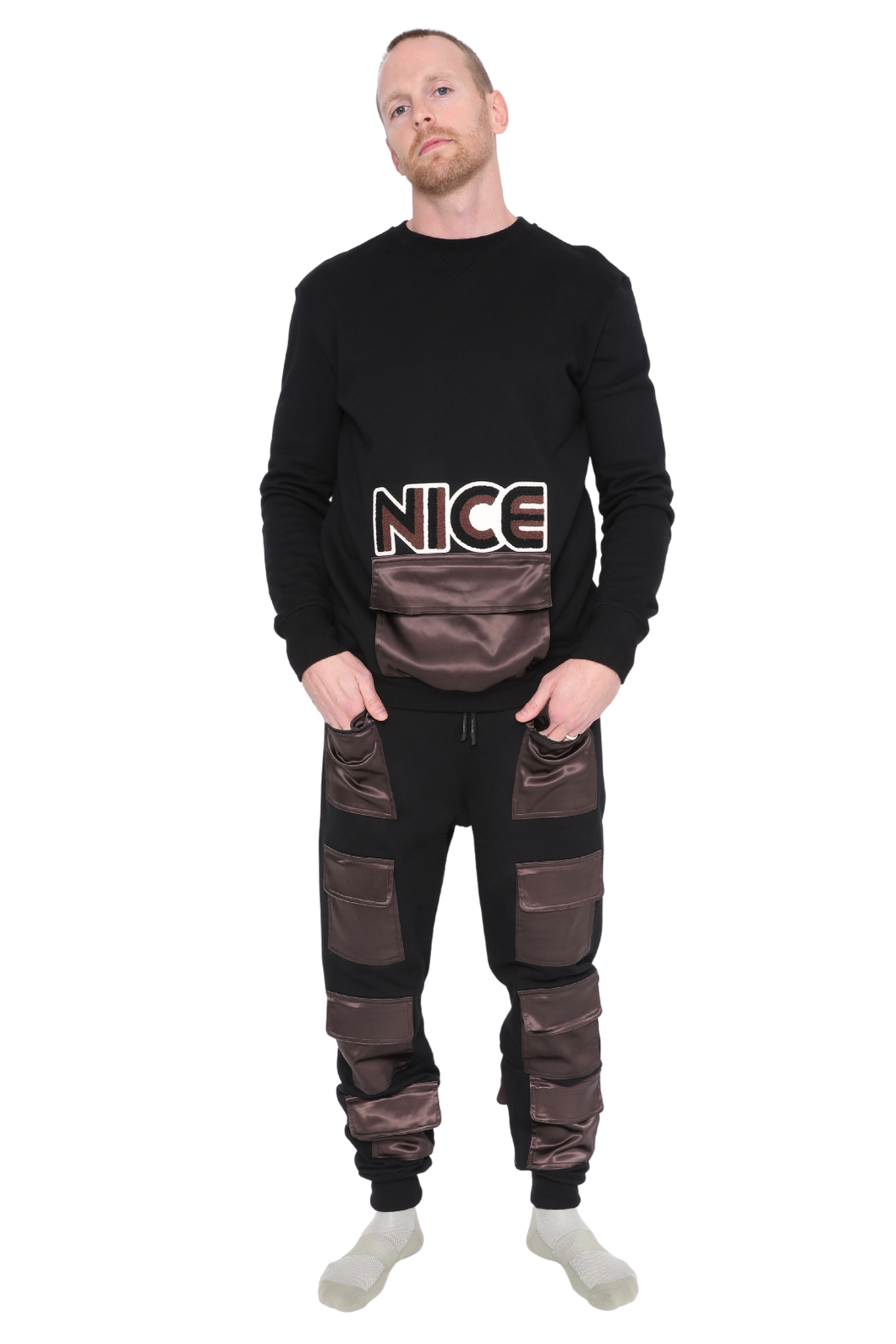 SATIN POCKETS SWEATPANTS